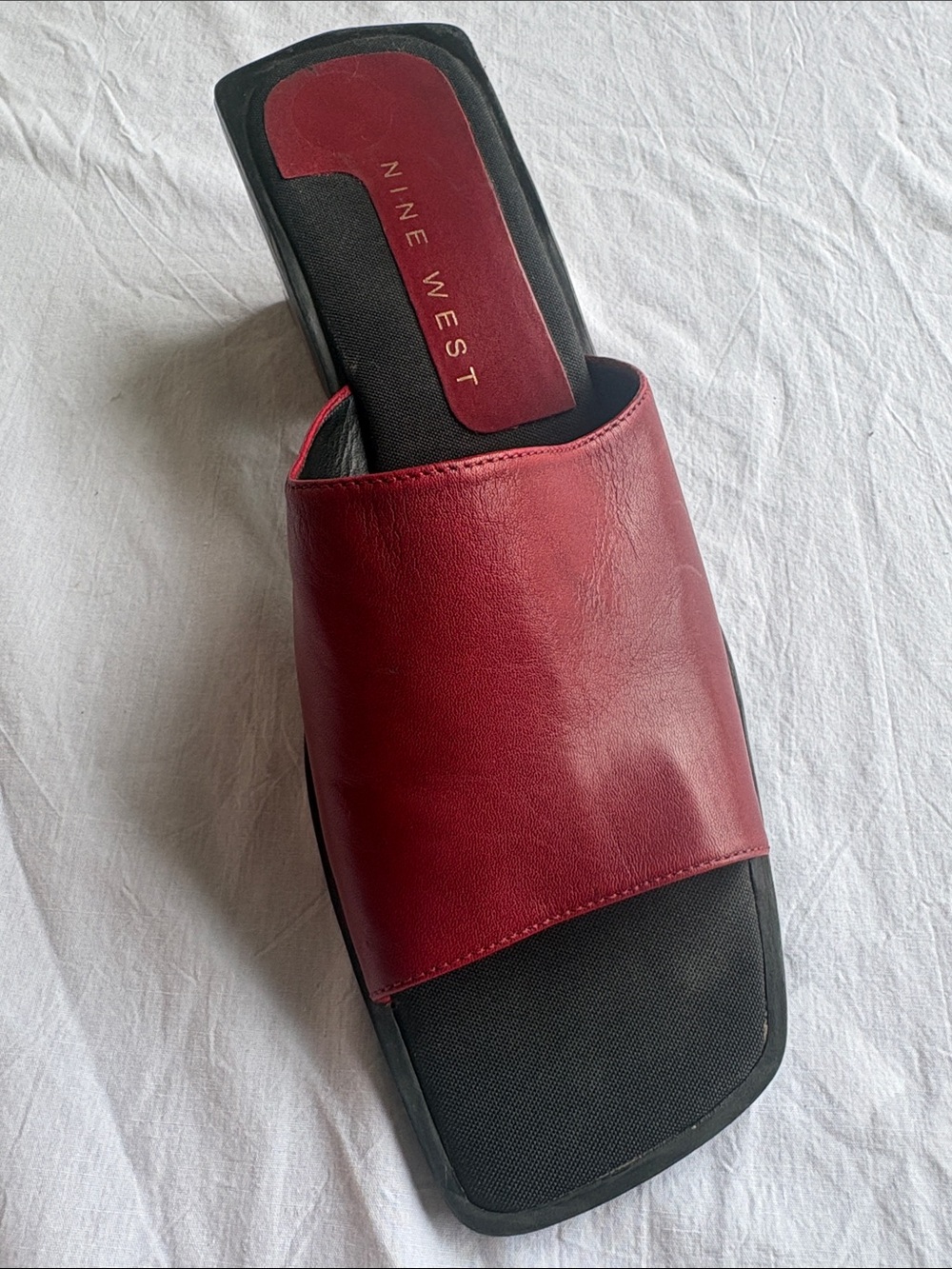 Nine West Red Leather Open-Toe Slide Mules - Picture 6 of 6